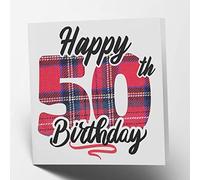 Maturi Biglietto di auguri per il 50° compleanno, motivo scozzese, interno bianco