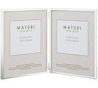 Maturi Cornice portafoto doppia placcata in argento - Ritratto con bordo sottile 10 x 15 cm