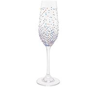 Maturi Flauto da champagne dipinto a mano con motivo a pois blu, 220 ml, in confezione regalo