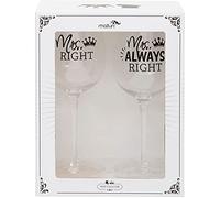 Maturi Set di due bicchieri da vino Mrs Right Mrs Always Right, 400 ml