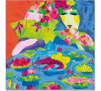 Matvsd Kohecs Cena di Walasse Ting Poster Arte Murale Astratta Walasse Ting Tela Pittura Stampe Estetiche Immagine Moderna per Home Decor 30x30cmx1 Senza Cornice