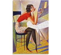 Matvsd Kohecs Georgy Kurasov Tela Arte della Parete Georgy Kurasov Ragazza con Vino Poster Georgy Kurasov Stampe Pittura Estetica per Home Decor Immagine 50x70cm Senza Cornice