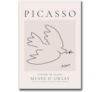 Matvsd Kohecs Stampe di Pablo Picasso Picasso L'uccello della pace Poster Picasso Canvas Wall Art Picasso Painting Quadro estetico per la decorazione della parete domestica 40x65cm senza cornice