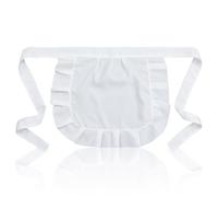Matwsec Grembiule bianco in vita con volant grembiule da cameriera per la pulizia della cucina increspature mezzo grembiuli per feste cosplay cameriera costumi accessorio per vestito Halloween Natale