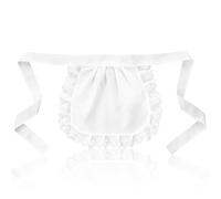 Matwsec Grembiule da cameriera bianco con volant per la pulizia della cucina con volant mezzi grembiuli con bordo in pizzo per feste, cosplay, cameriera, costumi, accessorio per Halloween, Natale