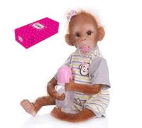 Matybobe Bambola Realistica della Scimmia del Bambino Bambola D'arte Rinata Realistica da 16 Pollici con Maglietta a Strisce Gialle per le Ragazze dei Giocattoli di Accompagnamento del