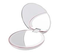 Matybobe Specchio per Trucco Compatto a LED, Portatile, Dimmerabile Al Tocco, Bifacciale, 1 X 2 X, Borsa con Specchio Tascabile Ingranditore