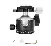 Matybobe Testa a Sfera per Treppiede Testa a Sfera Panoramica Basso Profilo 46 Mm Lavorata CNC Carico 12 Kg 3 Manopole di Bloccaggio con Piastra per Fotocamera DSL