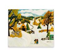 Maud Lewis stampa su tela. Maud Lewis famoso dipinto di arte della parete. "Scena invernale"Riproduzione stampe. Dipinto decorativa moderna. 80x105 cm (31,5x41,3) senza cornice