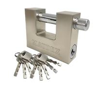 Maudex® MDP70 Lucchetto Antiscasso Corazzato - Serratura per Cancello Esterno, Garage e Container - Lucchetto Monoblocco 70mm con 10 Chiavi, Alta Sicurezza per Magazzino e Saracinesca Blindata