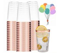 Mauepersu 50 bicchieri di plastica con oro rosa, 280 ml, in plastica, riutilizzabili, eleganti bicchieri da vino per champagne e birra, cocktail, martini, soda dessert (oro rosa)