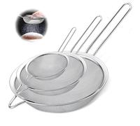 Mauepersu Set di 3 colini da cucina in twill da 7/12/18 cm, in acciaio inox 304, a maglie sottili, per cuocere, farina, separazione delle proteine, succhi ecc