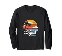 Maui Beach Hawaii Vintage Surf Throwback 80s Graphic Maglia a Manica