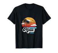 Maui Beach Hawaii Vintage Surf Throwback 80s Graphic Maglietta