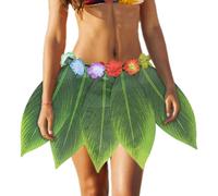Maui Costume Hulaa, gonna in con foglie di palma, kit di per costume da Hulaa, gonna hawaiana verde per bambini, in morbido tessuto elastico, comodo per balli di fine anno, falò, Verde