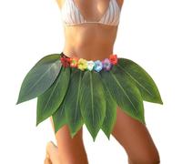 Maui Costume Hulaa, gonna in con foglie di palma, kit di per costume da Hulaa, gonna hawaiana verde per bambini, in morbido tessuto elastico, comodo per balli di fine anno, falò, Gonna