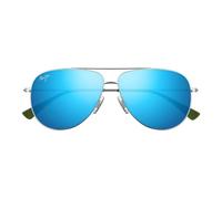 Maui Jim Hau'oli Mj0665s Occhiali Da Sole Uomo Argento Pilot Blu 59mm Polarizzato