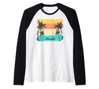 Maui Palme che ondeggiano nel Vento Vacanza Spiaggia Hawaii Maglia con Maniche Raglan