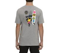 Maui & Sons, Maglietta da Uomo Arnold Sharkley Surfer Shark e Logo - Maglietta Girocollo a Maniche Corte per Uomo, Surf, Grigio Erica, XL