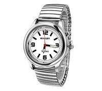 MAUJOY Orologio parlante da uomo (bracciale a molla placcato argento e argento) numeri oversize, ideale per anziani, ipovedenti e anziani