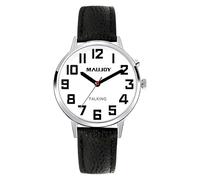 MAUJOY - Orologio parlante unisex, di qualità, con voce chiara e forte, parla l'ora, la data o l'ora della sveglia per anziani, non vedenti o ciechi, quadrante bianco, numeri neri