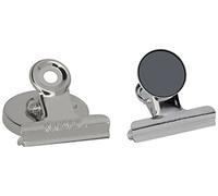 MAUL 2184096 Fermaglio Magnetico con schermo, larghezza 20 mm, 2 pezzi, 43 X 40 mm, metallo argento