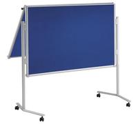 MAUL 6380682 - Tavolo da presentazione professionale, 150 x 120 cm, superficie tessile punchettabile, pannello mobile utilizzabile su entrambi i lati, 4 ruote e vassoio portaoggetti, pieghevole, blu,