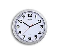 MAUL 9053195 Quarzo Wall Clock Cerchio Argento, Bianco Orologio da Parete | lettura immediata, cornice argento elegante, secondi a movimento continuo, frontale in vetro minerale, batteria inclusa