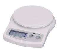 MAUL Bilancia postale MAULalpha digitale 5 kg bianca a batteria | Uso intuitivo con tara, display LCD leggibile, piatto rialzato per formati grandi, scocca robusta, batterie incluse