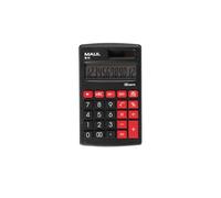 MAUL Calcolatrice M12, grande display, 12 cifre, funzioni standard per ufficio, casa, scuola, tasti funzione colorati, solare/batteria, nero