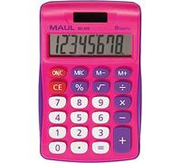 MAUL Calcolatrice MJ 450, grande display con 8 cifre, funzioni standard per ufficio, casa, scuola, calcolatrice solare con utilizzo della batteria al buio, tasti funzione colorati, rosa