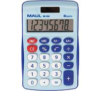 MAUL Calcolatrice MJ450 grande display 8 cifre, funzioni standard per ufficio, casa, scuola, tasti funzione colorati, solare/batteria, blu