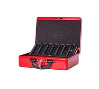 MAUL cassetta portavalori con serratura | 30 x 24,5 x 9,3 cm | Cassa portatile con 2 chiavi | Cassetta porta soldi con vassoio porta monete e banconote | Rosso