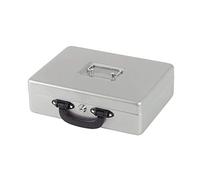 MAUL cassetta portavalori con serratura | 30 x 24,5 x 9,3 cm | Cassa portatile con 2 chiavi | Cassetta porta soldi con vassoio porta monete e banconote | Argento