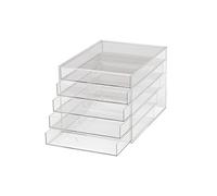MAUL Cassettiera A4 in acrilico | Organizer da scrivania con 5 scomparti per riporre carta, fatture, documenti, impilabile per scrivania e scaffale, trasparente