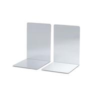 MAUL Fermalibri alluminio argento robusto per ufficio | set da 2, antigraffio lucido, presa salda per volumi pesanti, design autoportante, 16 x 15 x 21 cm