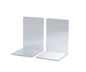 MAUL Fermalibri alluminio argento robusto per ufficio | set da 2, antigraffio lucido, presa salda per volumi pesanti, design autoportante, 16 x 15 x 21 cm