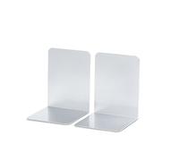 MAUL Fermalibri argento Set 2 in alluminio lucido antigraffio | stabilità media per libri e fascicoli, design sottile da scrivania, superficie brillante resistente ai graffi