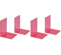 MAUL Fermalibri in acrilico, 10 x 10 x 13 cm, in organza, per bambini, libri, ufficio, scaffale, supporto per libri in elegante design acrilico, adatto ai mobili, colore: rosa (Confezione da 2)