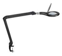 MAUL Lampada con lente MAULmakro da tavolo nero con morsetto