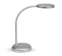 MAUL MAULjoy, lampada da scrivania a piedi stabile, piccola lampada da scrivania salvaspazio per tavolo e ufficio, lampada flessibile con temperatura di colore 3000 K, argento