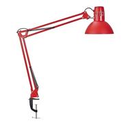 Lampada LED a morsetto MAULstudy, rossa, acciaio, altezza 44 cm, E27 Maul