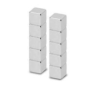 MAUL Magnete al neodimio, 7 x 7 x 7 mm (10 pezzi) | Magnete forte con 1,6 kg | Magneti dal design moderno a cubo | Magnete per lavagna magnetica, lavagna bianca e frigorifero, argento