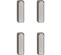 MAUL Magnete al neodimio - Magnete ad alta forza adesiva per un uso versatile - Magnete forte dal design elegante e moderno - 4 x 4 x 15 mm - Confezione da 4 - Argento chiaro