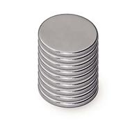 MAUL Magneti a disco al neodimio - Magnete piatto ad alta forza adesiva per un uso versatile - Magnete rotondo dal design elegante e moderno - Ø 10 x 1 mm - Confezione da 10 - Argento chiaro