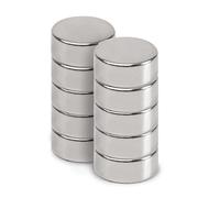 MAUL Magnete al neodimio - Magnete piatto ad alta aderenza per un uso versatile - Magnete rotondo dal design elegante e moderno - Diametro 12 x 5 mm - 10 pezzi - Argento chiaro