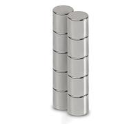 MAUL Magnete al neodimio, Ø 8 x 8 mm, confezione da 10 pezzi, per un uso versatile, magnete rotondo con design elegante e moderno, magneti forti per lavagna magnetica, nastro magnetico, argento