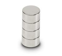MAUL Magnete al neodimio Ø 15 x 10 mm (confezione da 4) | Magneti per un uso versatile | Magnete rotondo con design elegante e moderno | Magneti forti per lavagna magnetica, nastro magnetico, argento