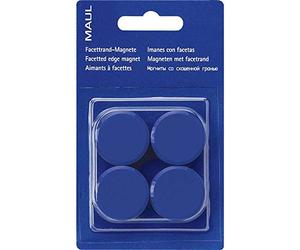 MAUL Magneti rotondi MAULpro blu set 4 tenuta 600 g | formato compatto 29 mm, plastica antiurto, nucleo in ferrite, finitura laccata, appunti sempre in vista