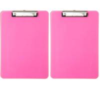 MAUL MAULneon - Portablocco A4 in plastica in formato DIN A4, portablocco da appendere, clip moderna per riporre la carta, per ufficio, cucina e officina, colore: rosa (Confezione da 2)